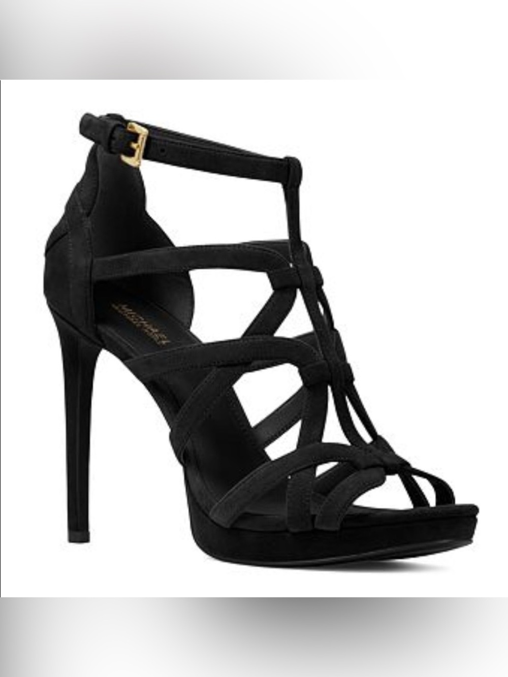 MICHAEL Michael Kors Black Strappy T-Strap Stiletto Sandals